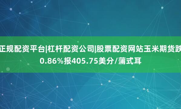 正规配资平台|杠杆配资公司|股票配资网站玉米期货跌0.86%报405.75美分/蒲式耳